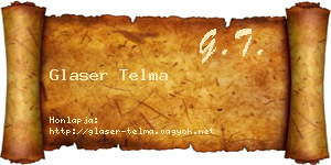 Glaser Telma névjegykártya